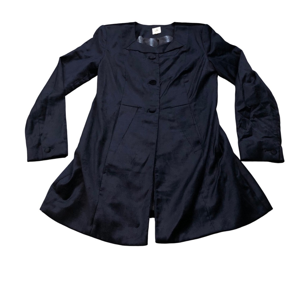 CABI Entrance Blazer Long Coat Small Blue Velvet Button Style 3489 Jacket Formal